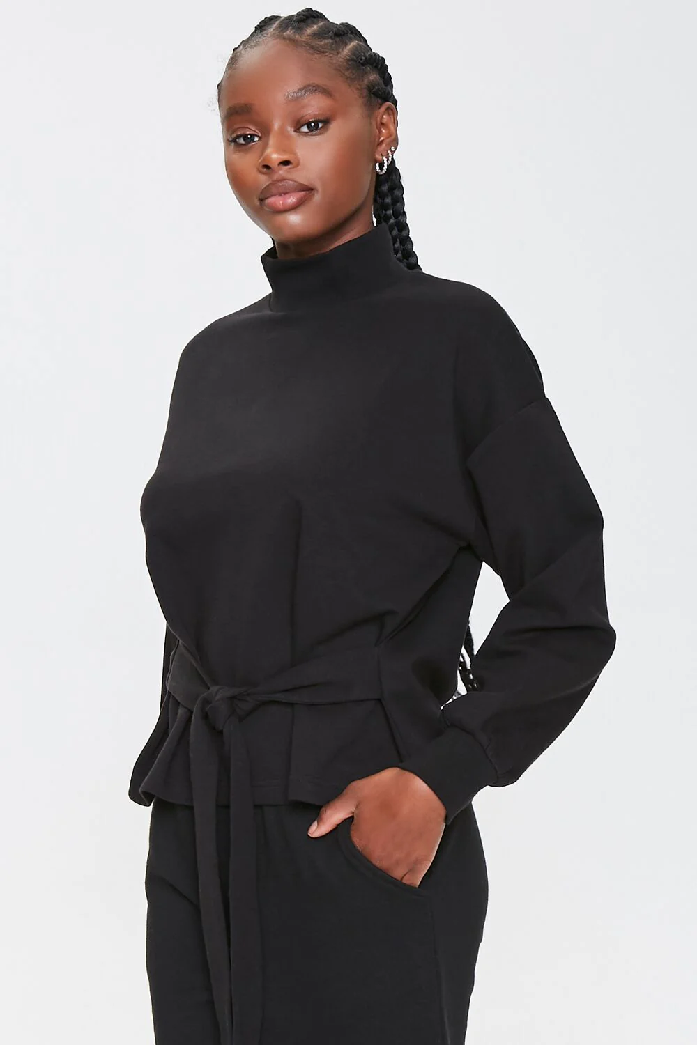 Tie-Waist Mock Neck Top