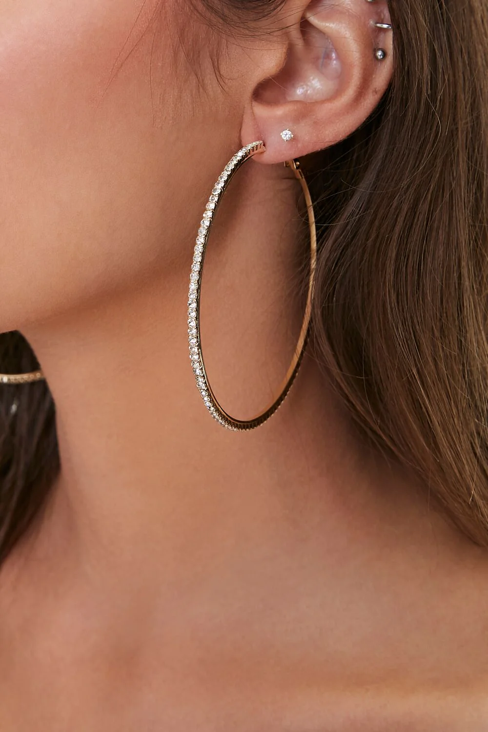 Oversized Rhinestone Hoop Earrings