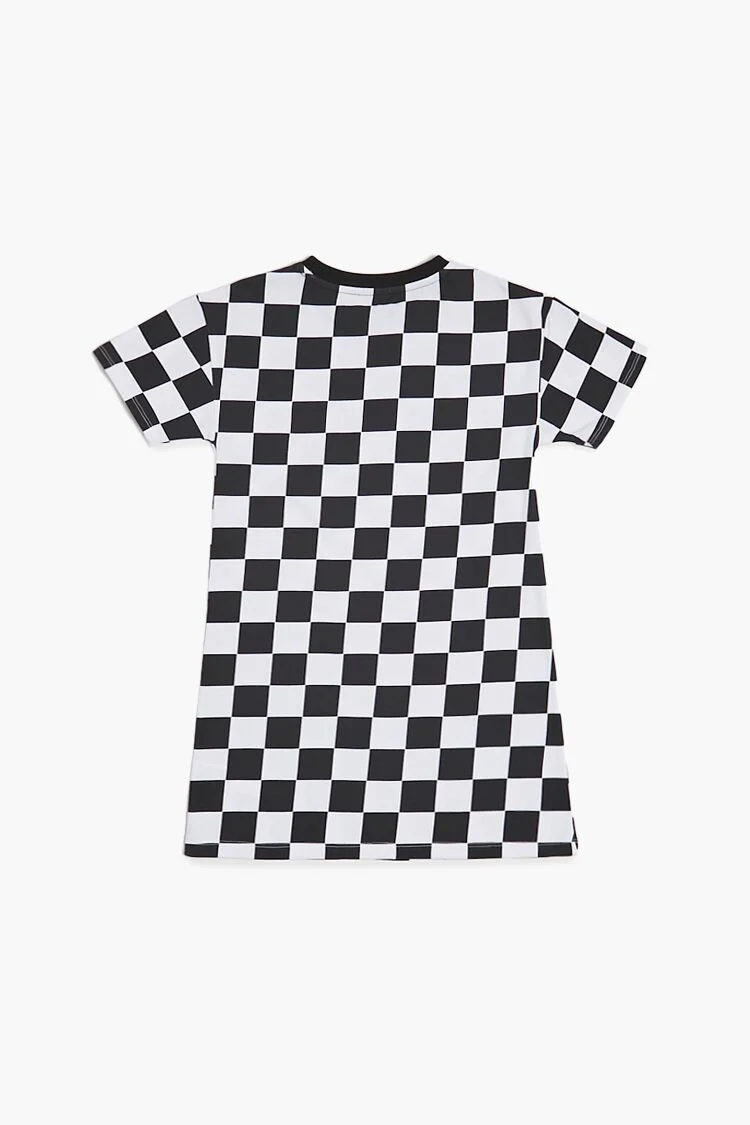 Girls Checkered Print T-Shirt Dress (Kids) - Image 2