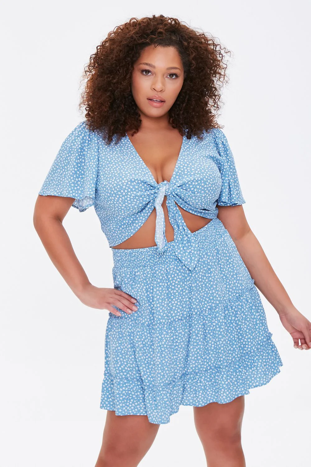 Plus Size Floral Print Mini Skirt