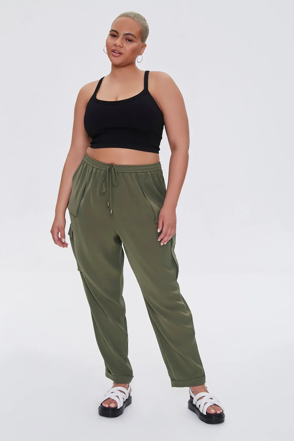 Plus Size Drawstring Cargo Pants