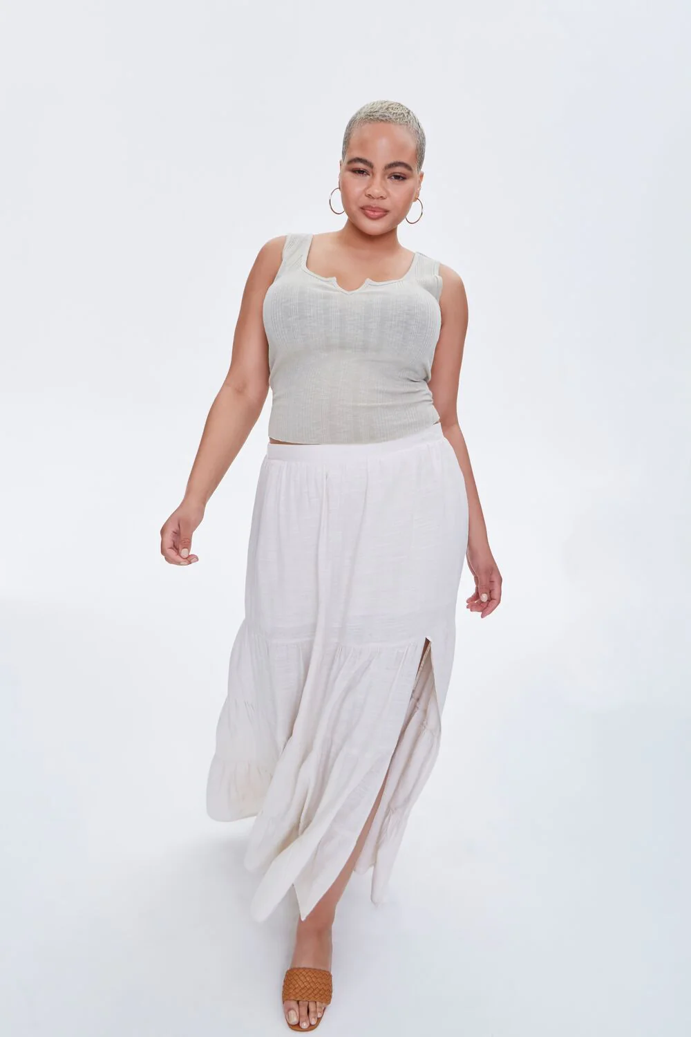 Plus Size Linen Maxi Skirt