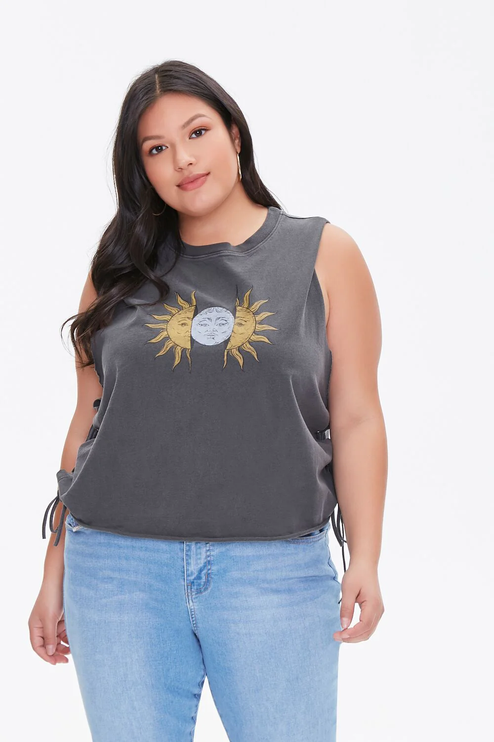 Plus Size Sun & Moon Graphic Muscle Tee