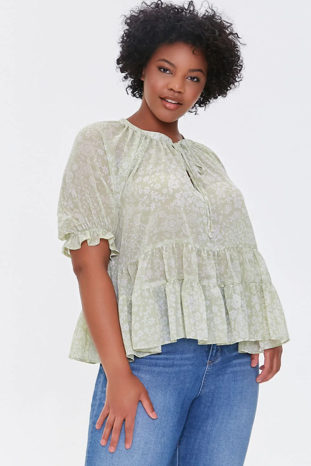 Plus Size Floral Print Top