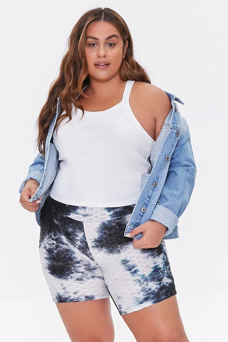 Plus Size Cloud Wash Biker Shorts