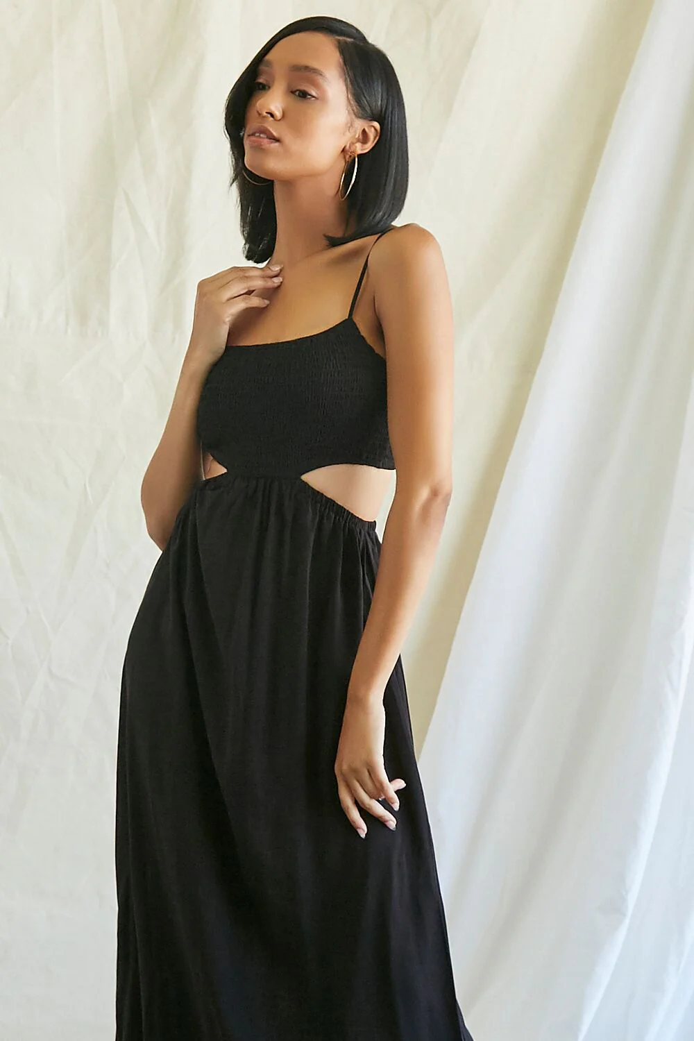 Smocked Cutout Maxi Dress