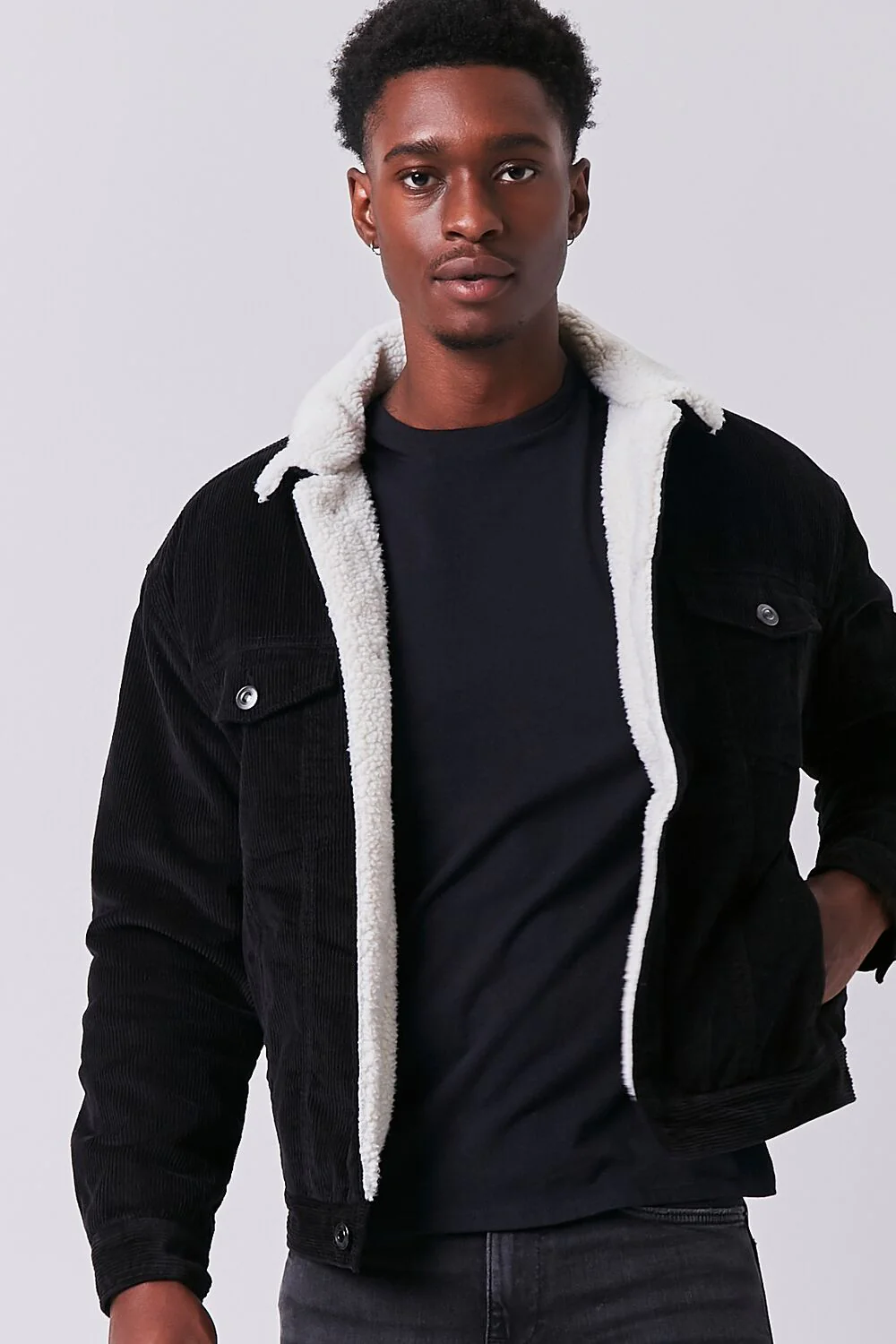 Corduroy Faux Shearling Jacket