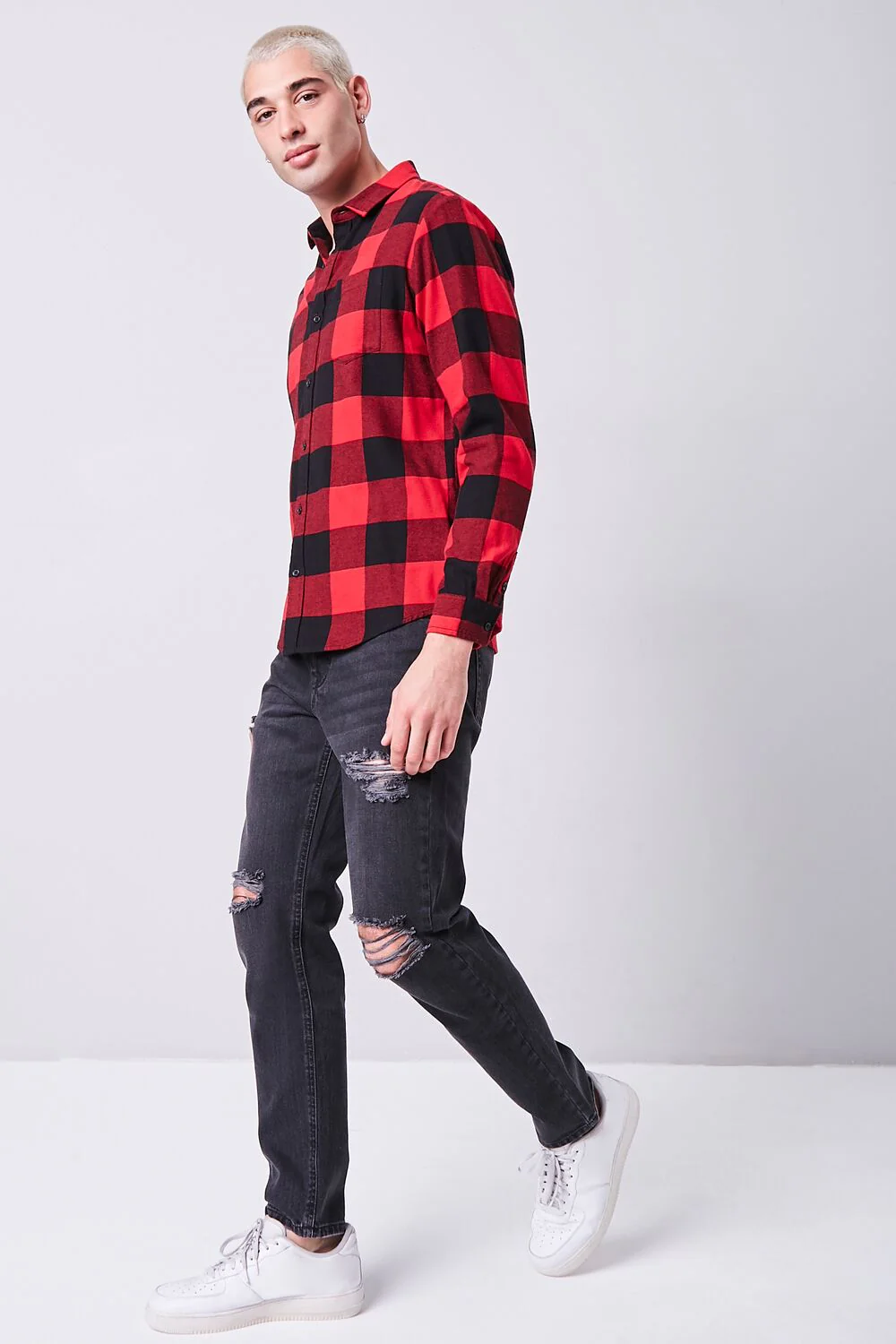 Distressed Straight-Leg Jeans