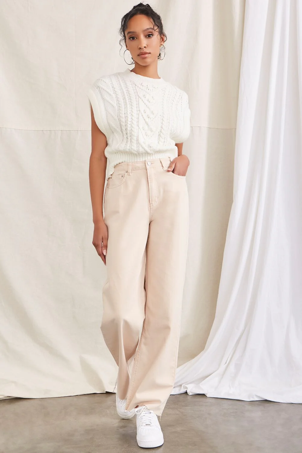 Raw-Cut Twill Pants