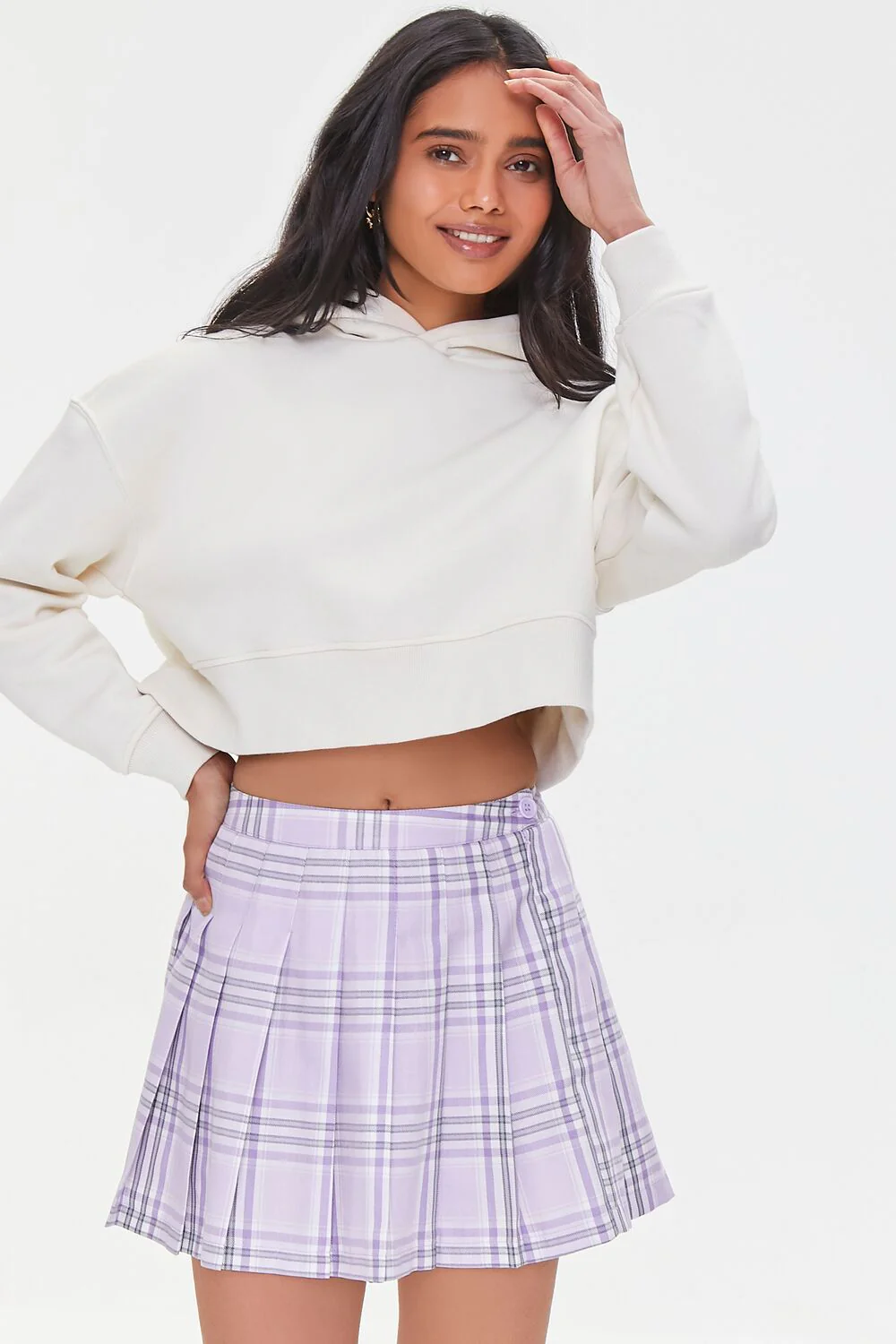Pleated Plaid Mini Skirt
