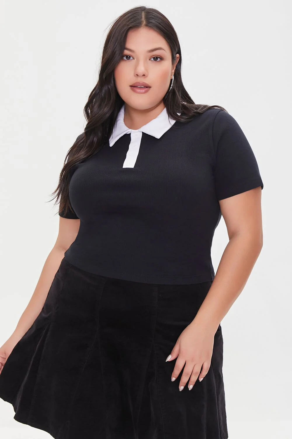 Plus Size Contrast-Trim Polo Shirt