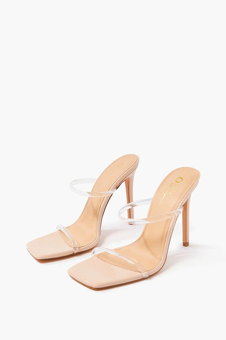 Faux Leather Open-Toe Stiletto Heels