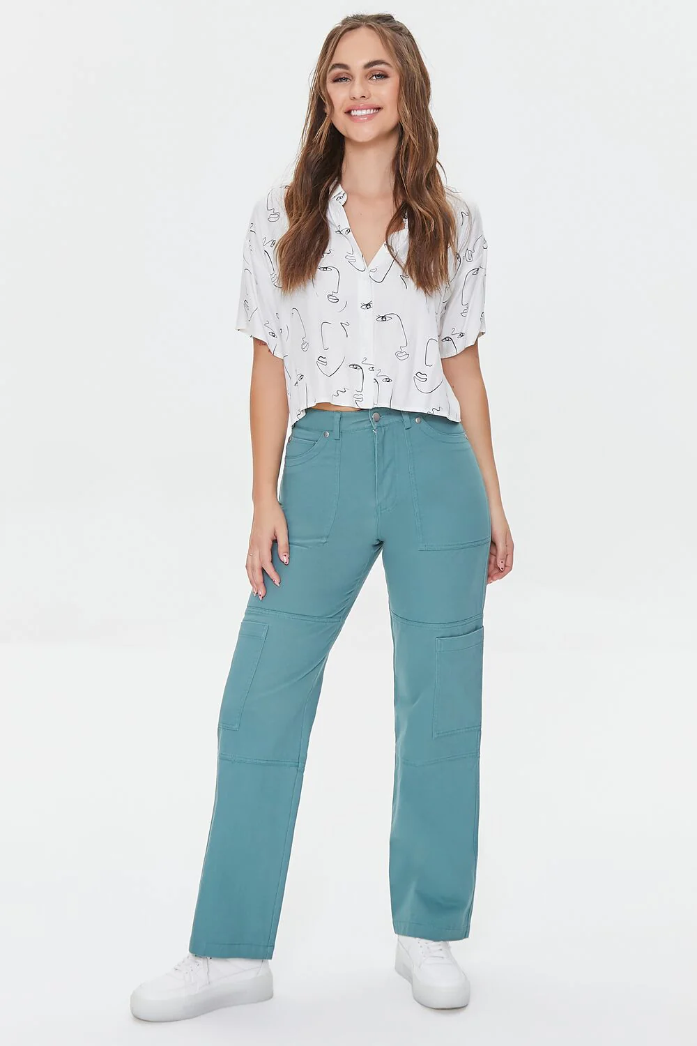 Twill High-Rise Pants
