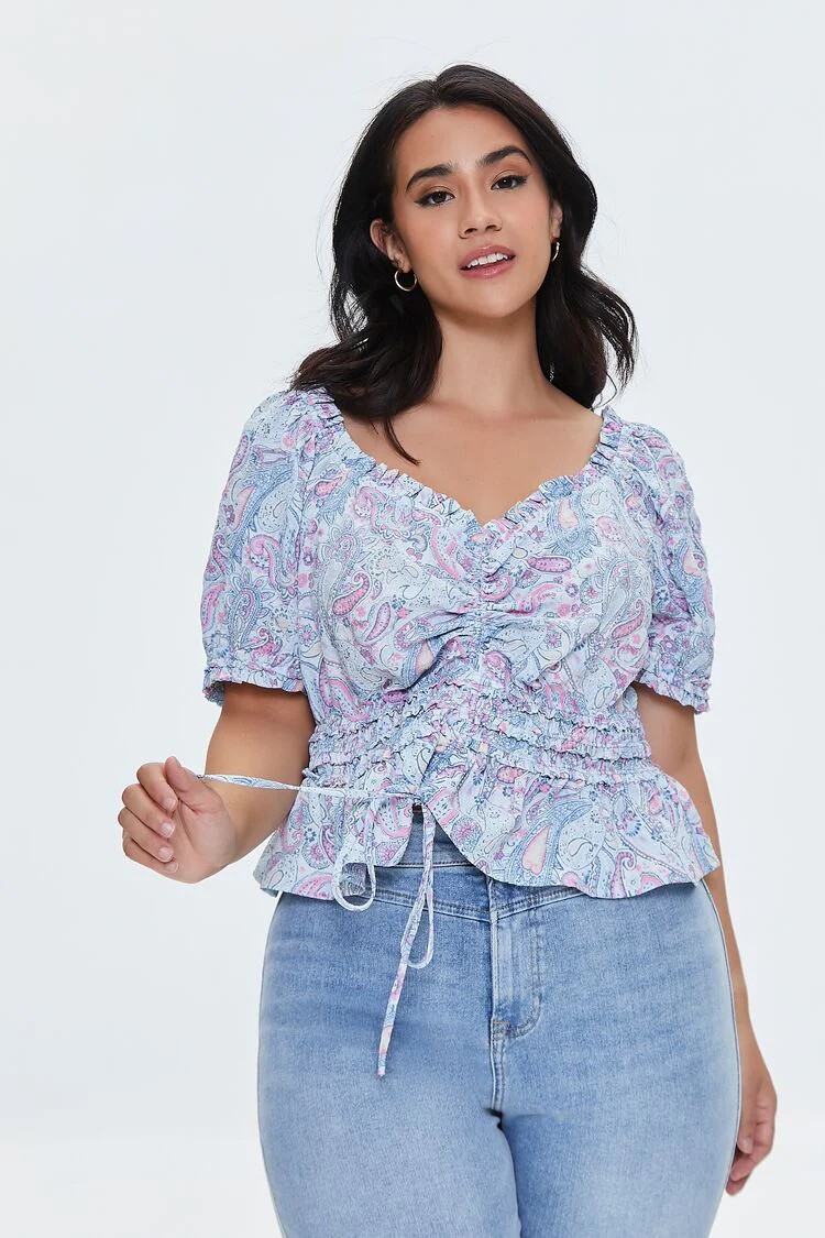 Plus Size Paisley Print Top