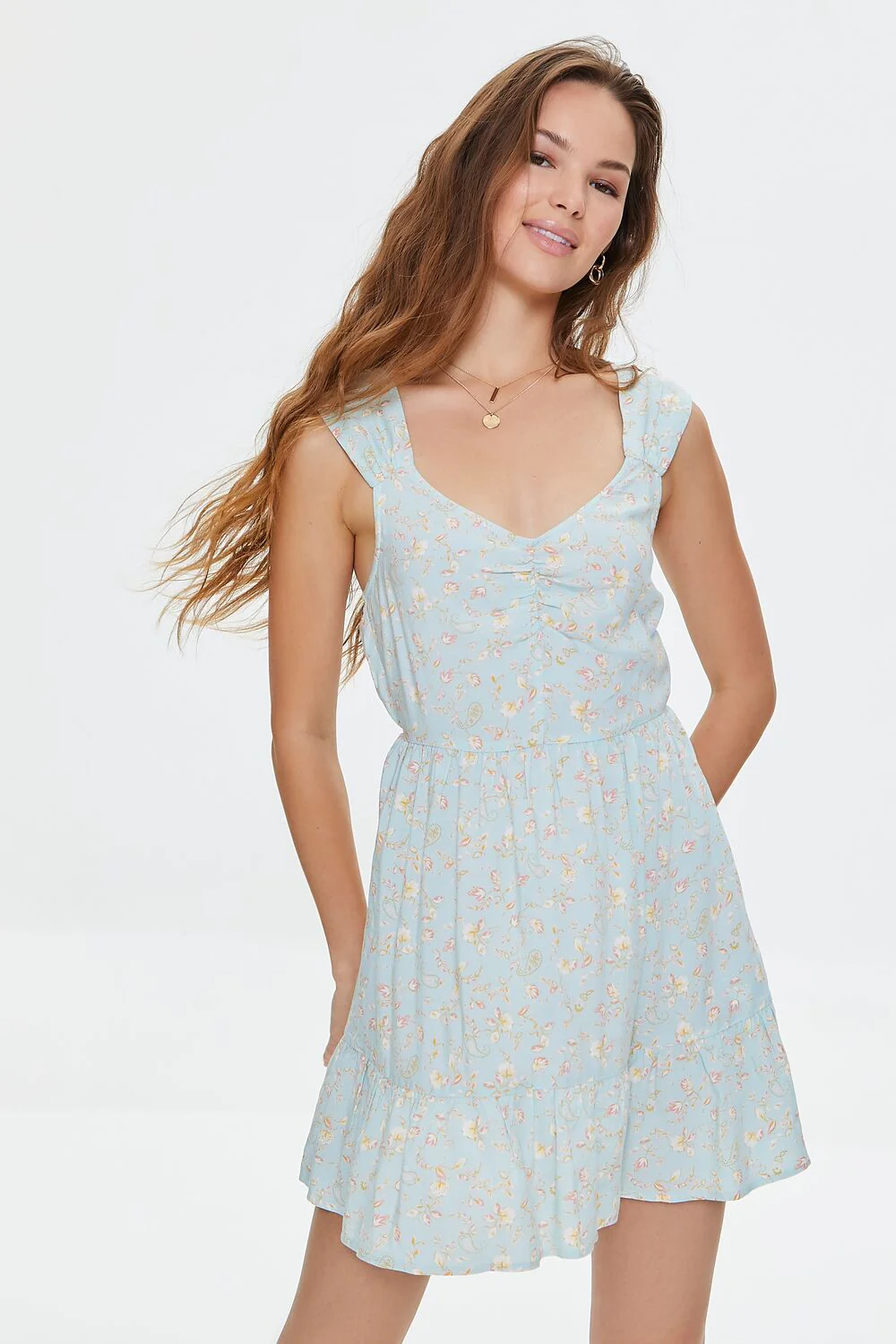 Floral Print Cutout Mini Dress