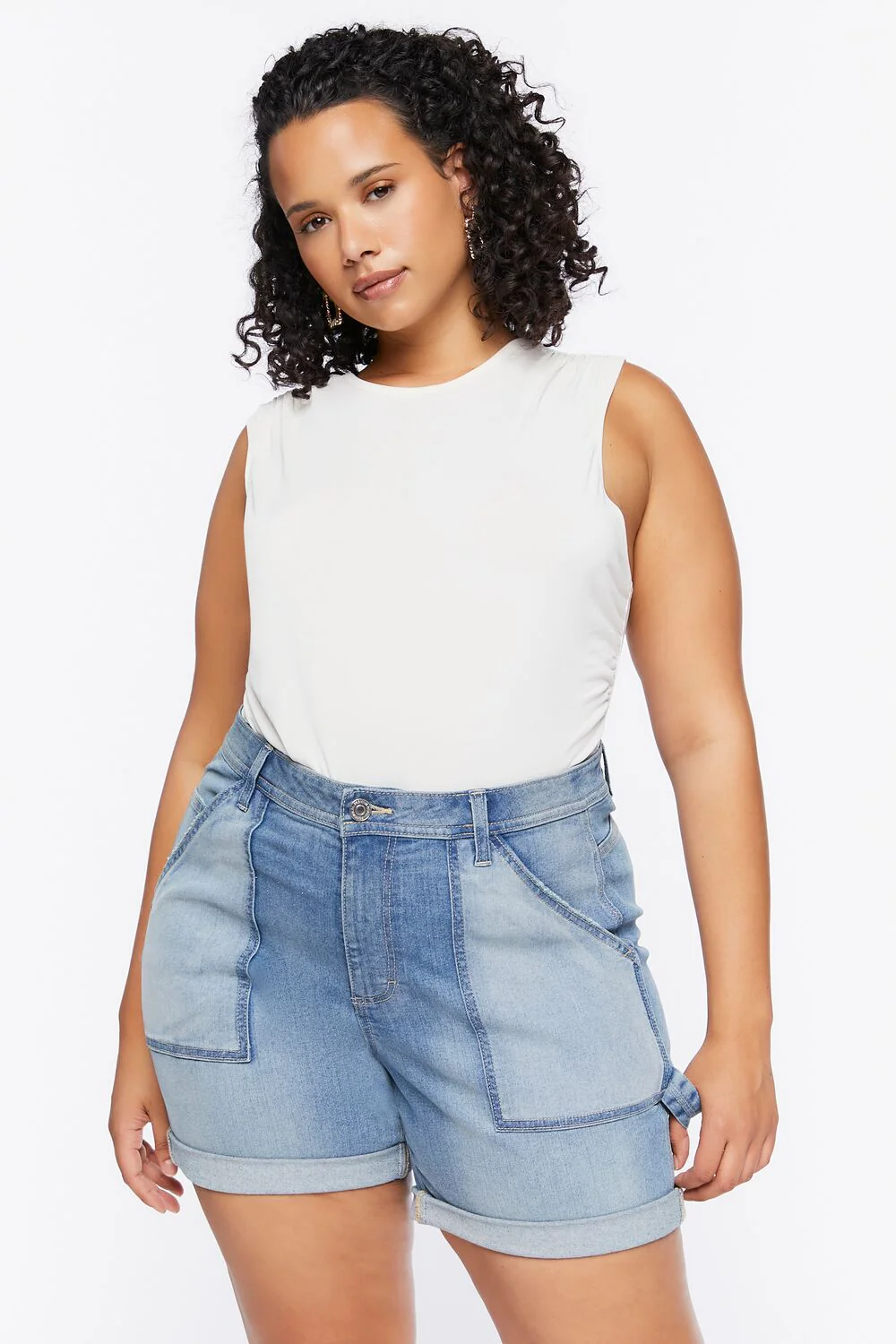 Plus Size Reworked Denim Shorts