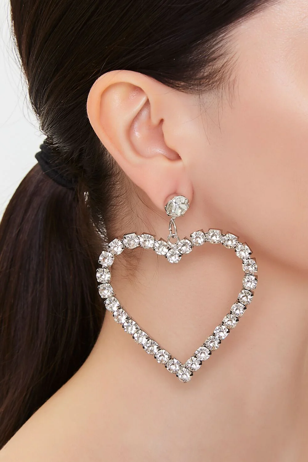 Rhinestone Heart Drop Earrings
