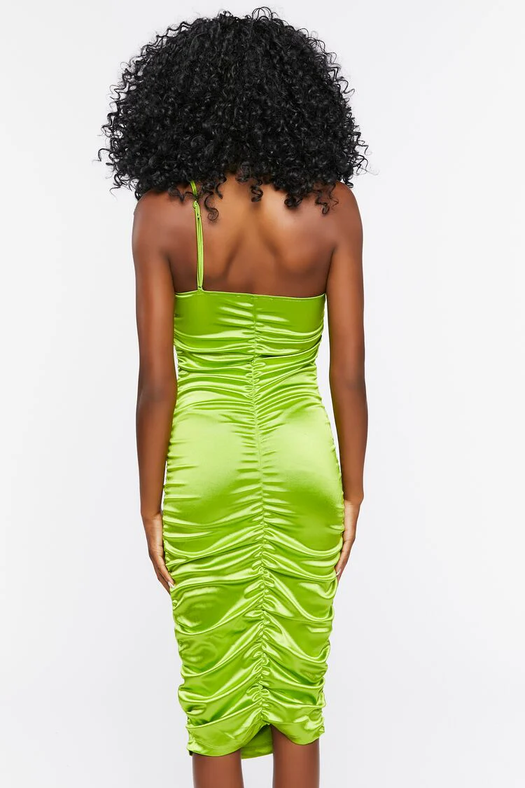 Satin One-Shoulder Midi Dress - Image 3