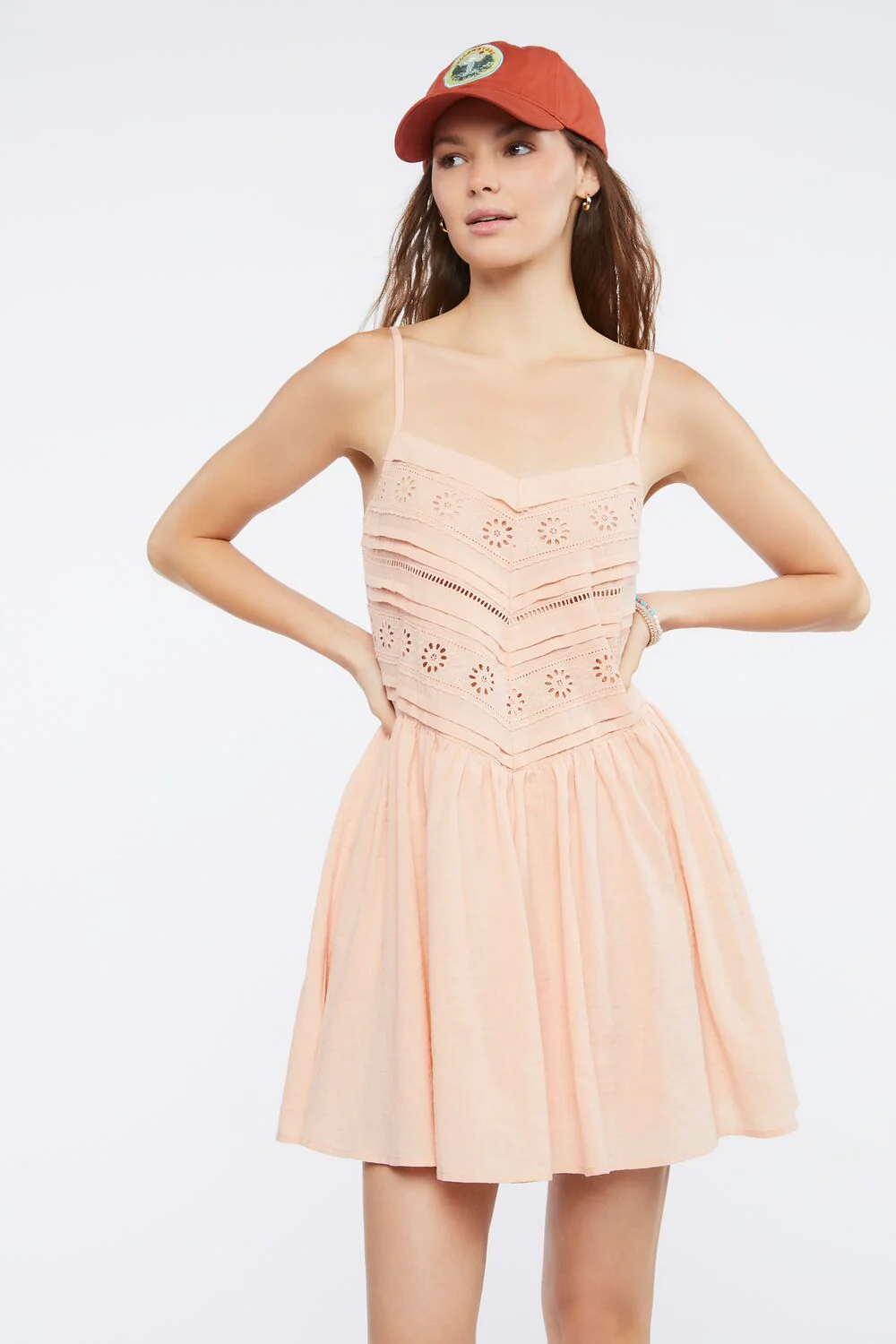 Floral Eyelet Cami Mini Dress