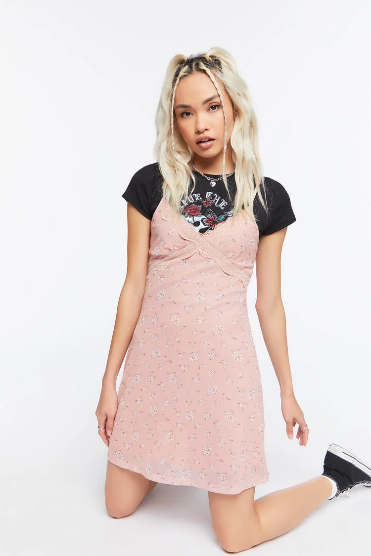 Flower Print Slip Dress