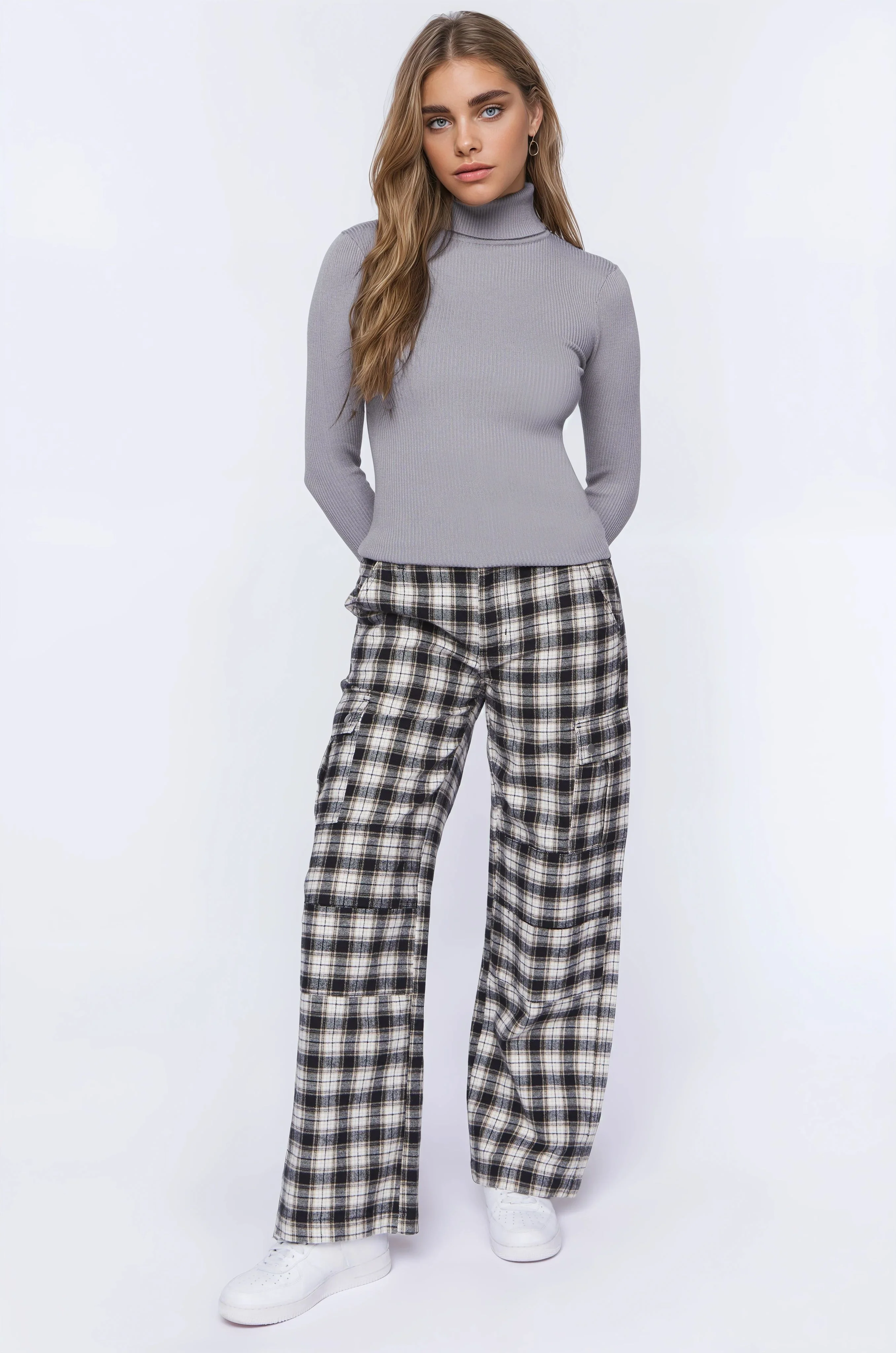 Ribbed Turtleneck Sweater-Knit Top - Image 2