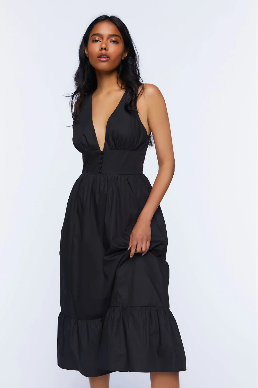 Plunging Midi Dress