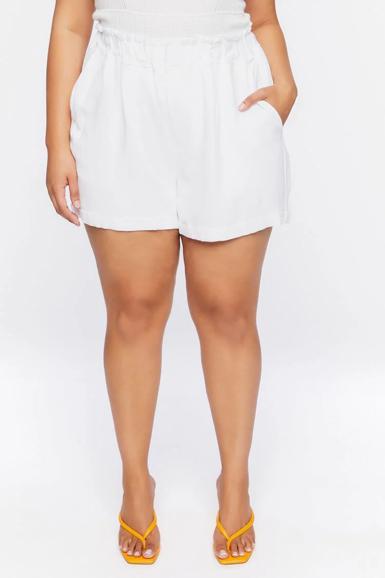Plus Size Paperbag High-Rise Shorts - Image 2
