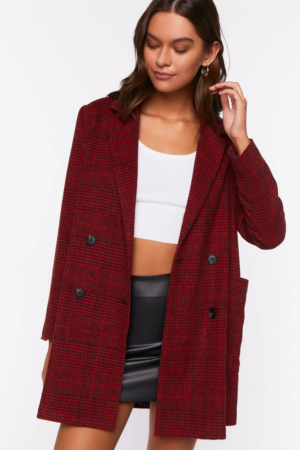 Plaid Double-Breasted Blazer
