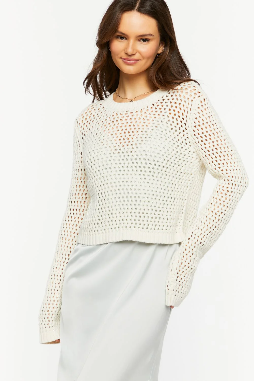 Open-Knit Drop-Sleeve Sweater