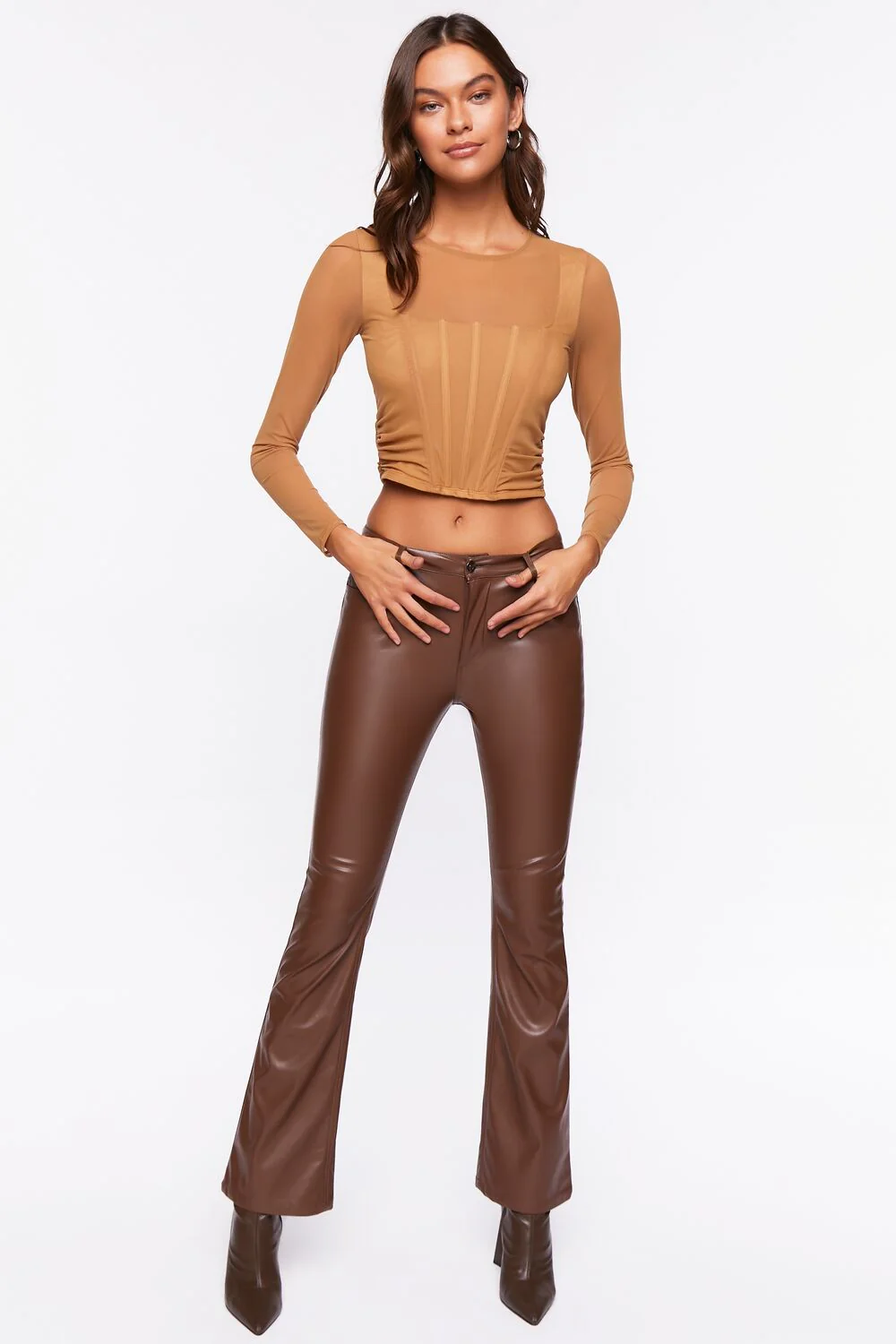 Illusion Neckline Corset Crop Top - Image 4