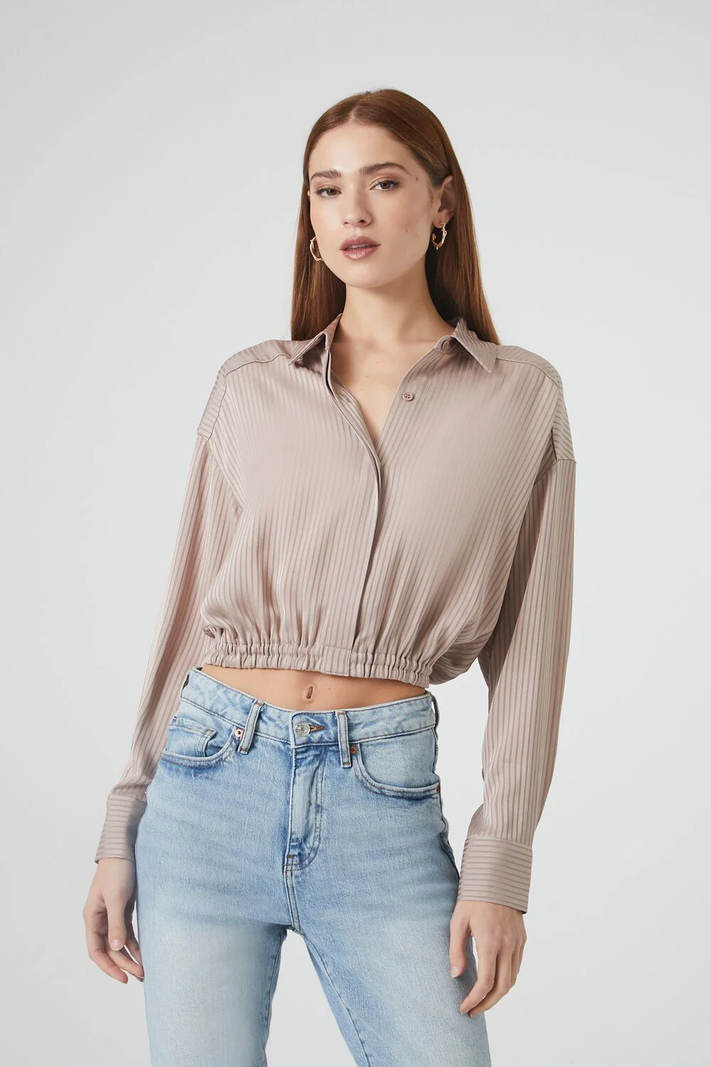 Cropped Satin Shirt