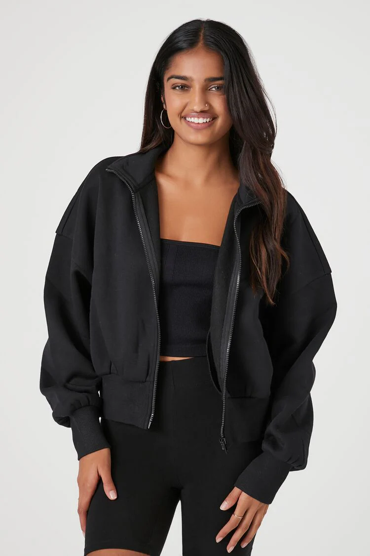 Heathered Fleece Zip-Up Jacket