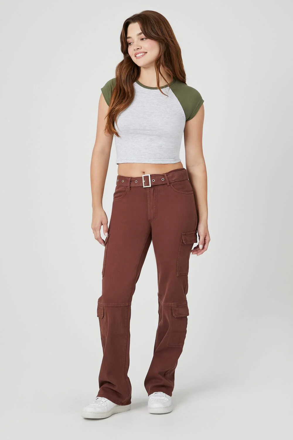 Belted Denim Cargo Jeans