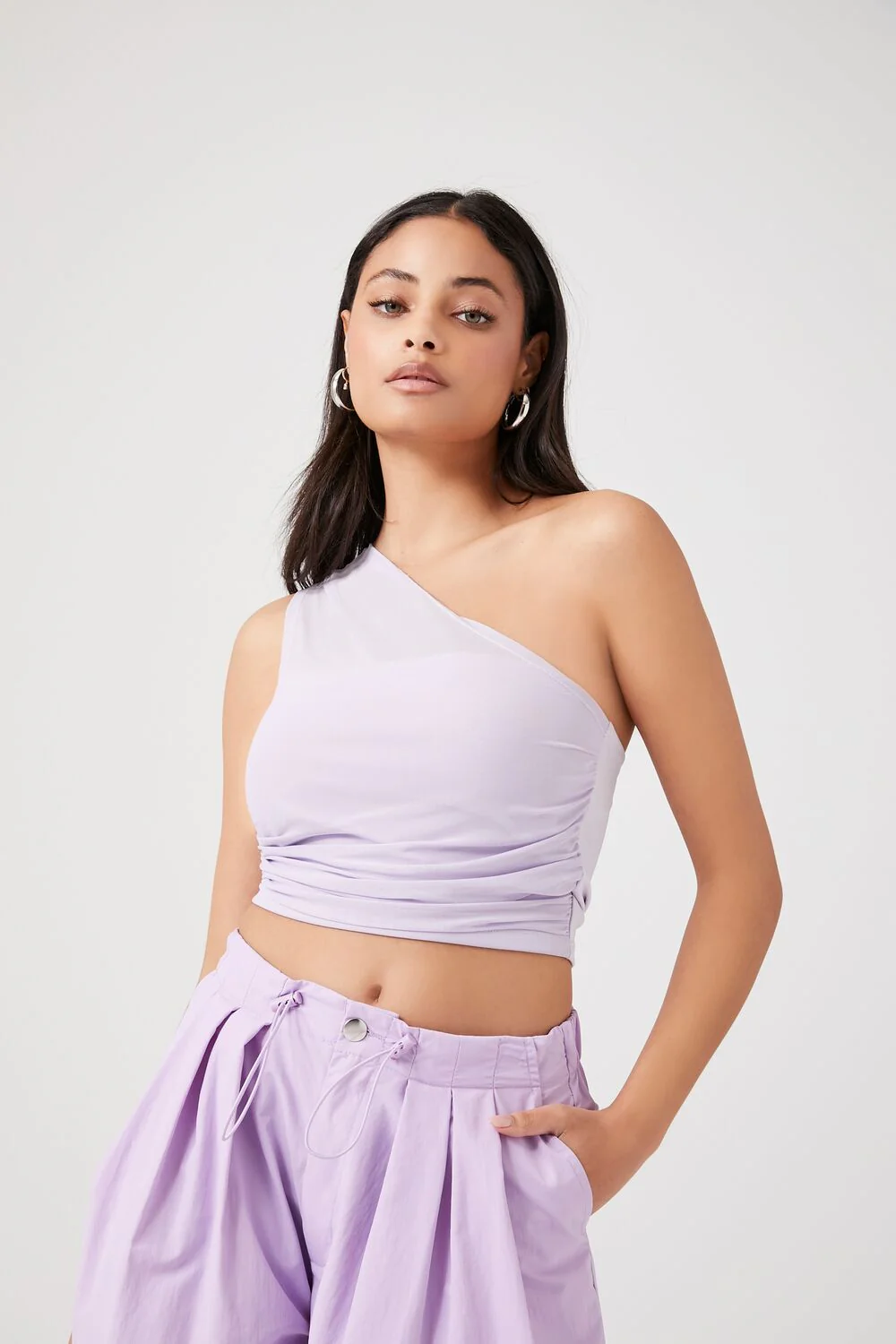 Mesh Sweater-Knit Crop Top