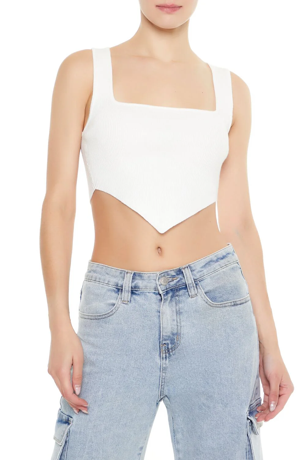 Ribbed Sweater-Knit Crop Top - Image 2