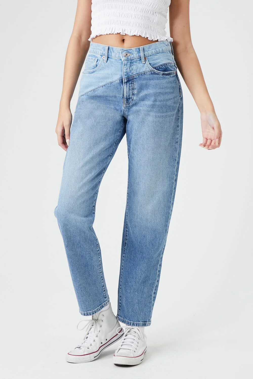 Reworked Colorblock Straight Jeans