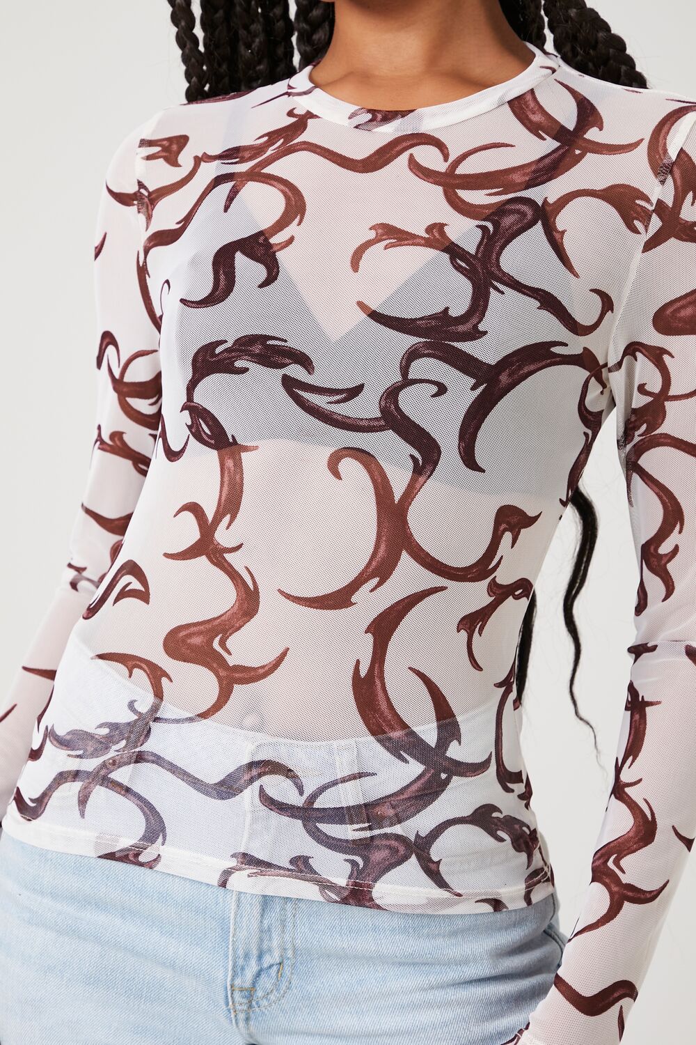 Mesh Abstract Print Top - Image 5