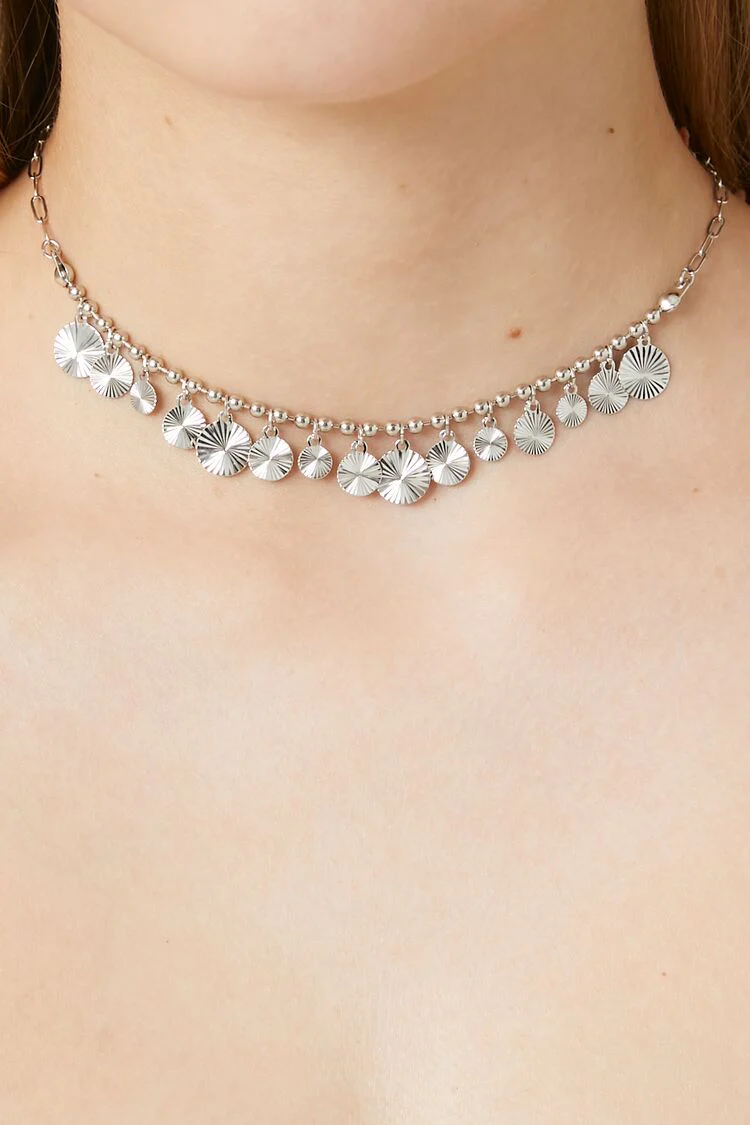 Disc Charm Beaded Necklace