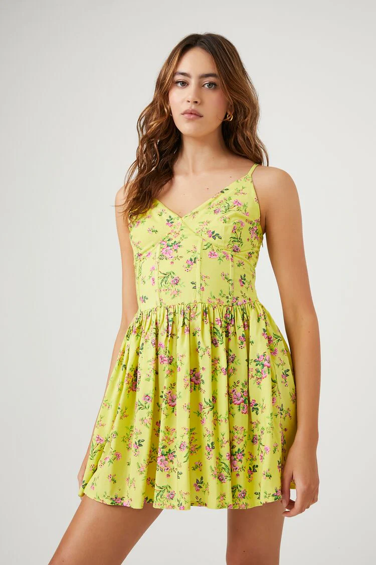 Floral Print Corset Mini Dress