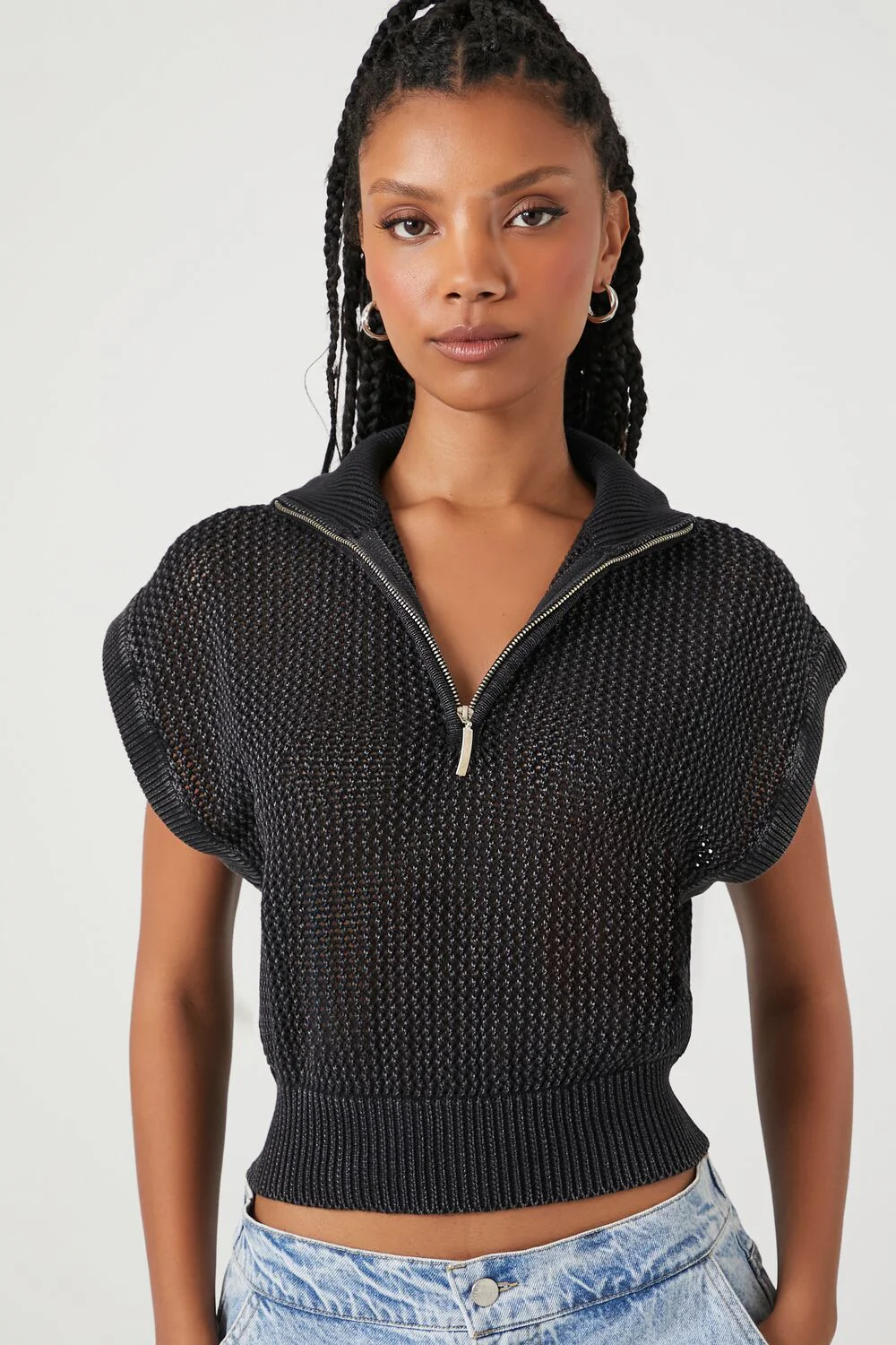Sweater-Knit Half-Zip Pullover