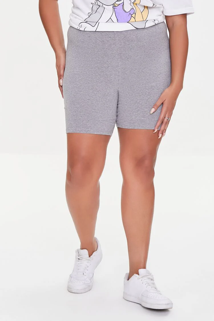 Plus Size Basic Cotton Biker Shorts - Image 2