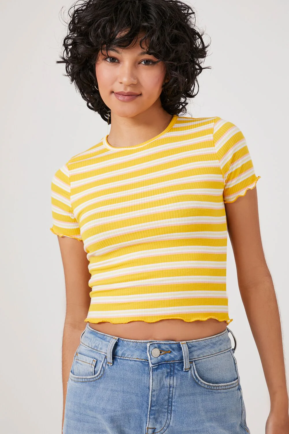 Striped Lettuce-Edge Tee