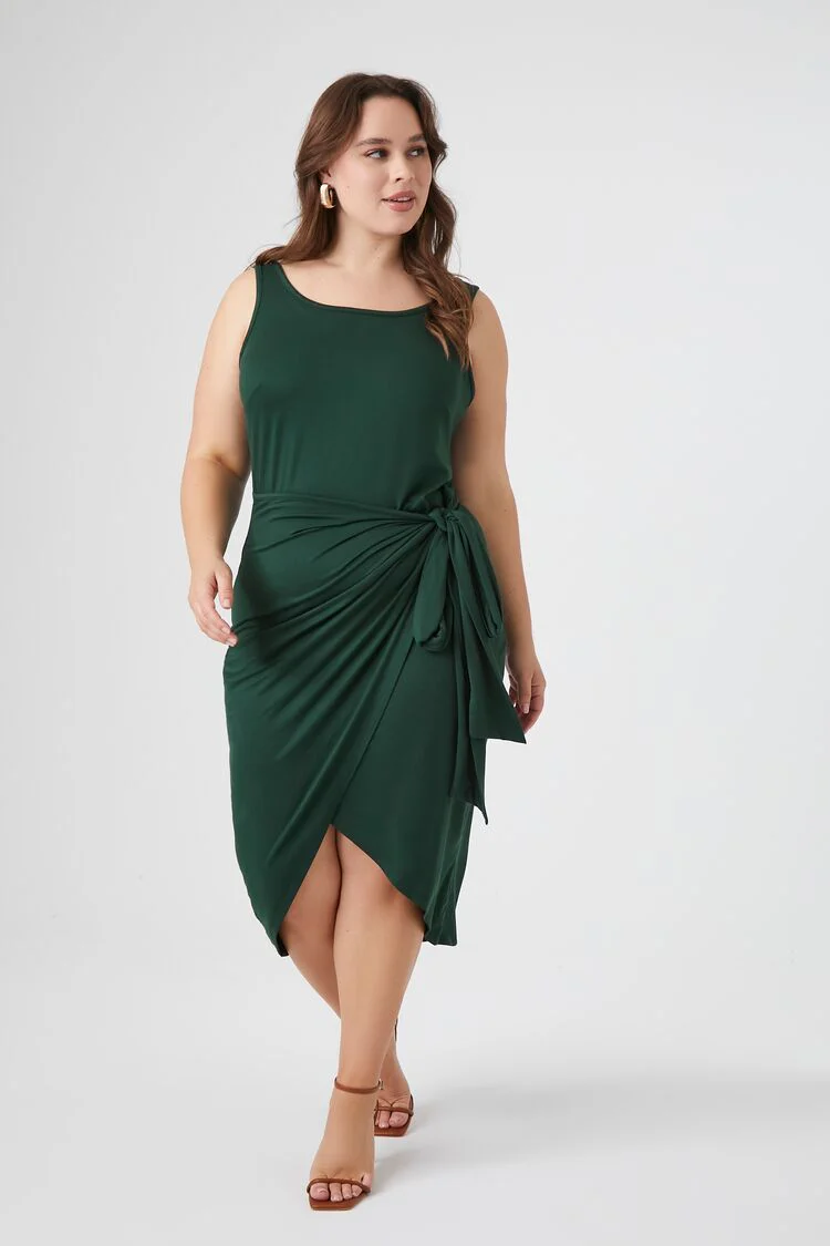 Plus Size Wrap Tulip Midi Dress