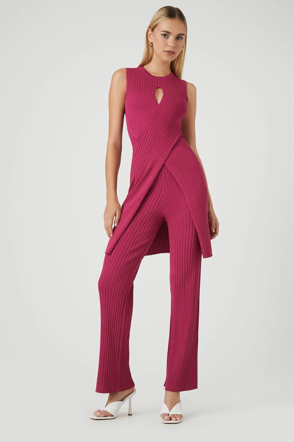 Sweater Knit Surplice Tunic & Pants Set