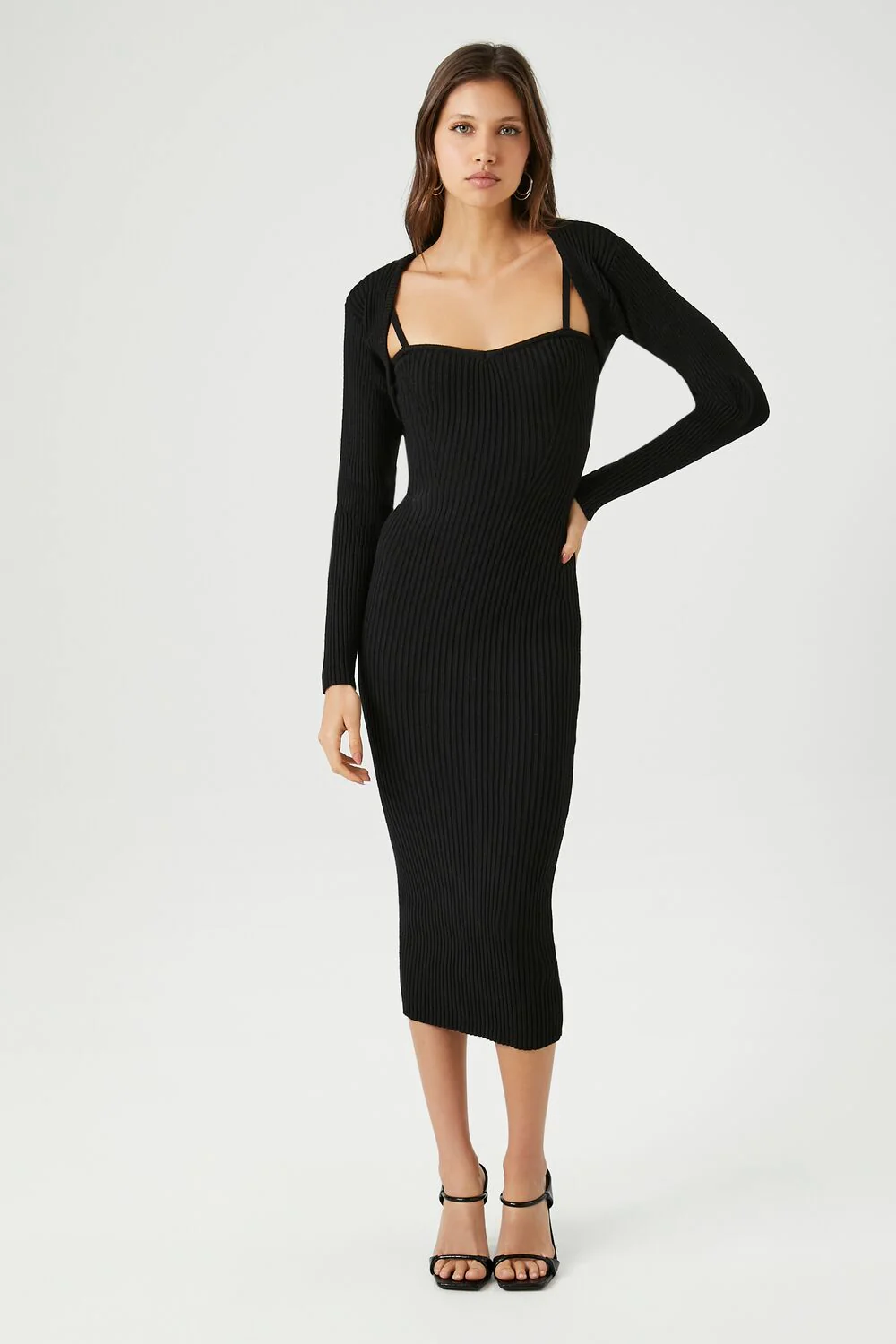 Midi Dress & Shrug Sweater Set