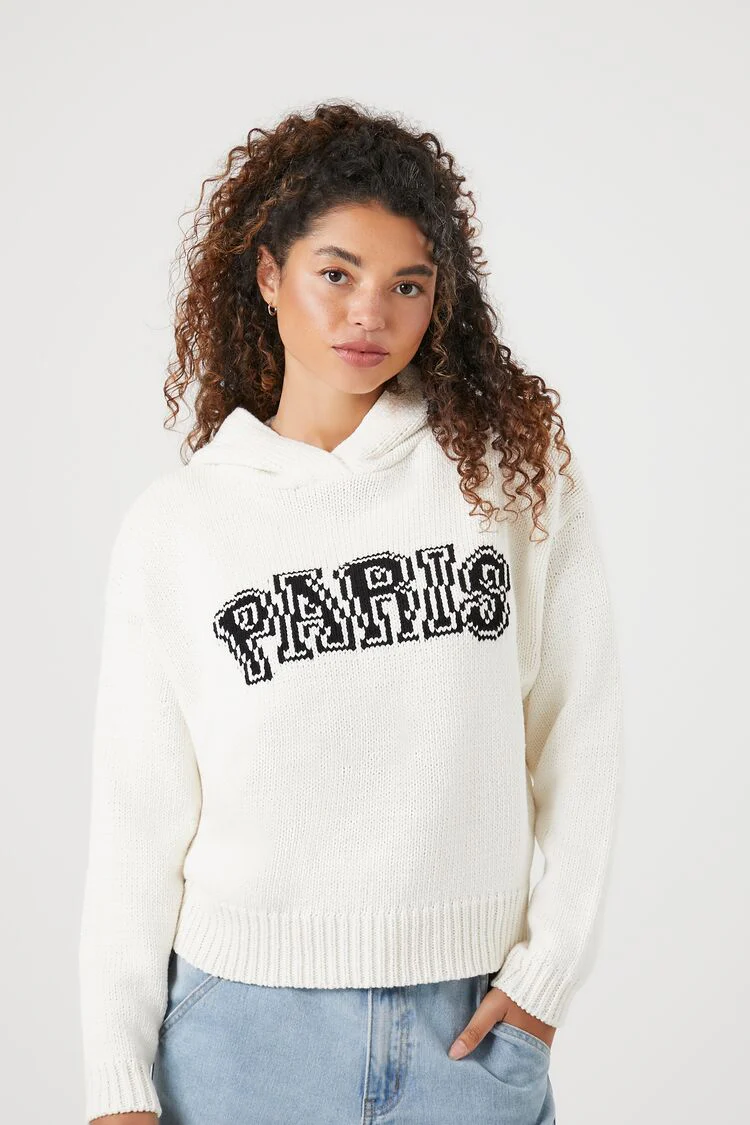 Sweater-Knit Paris Hoodie