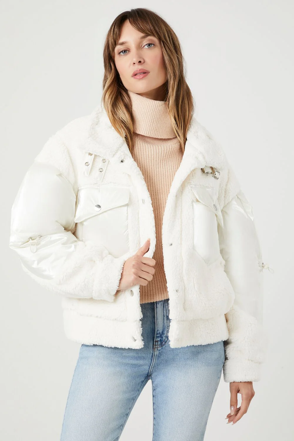 Faux Shearling Puffer Jacket