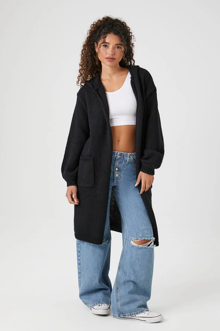 Hooded Longline Cardigan Sweater