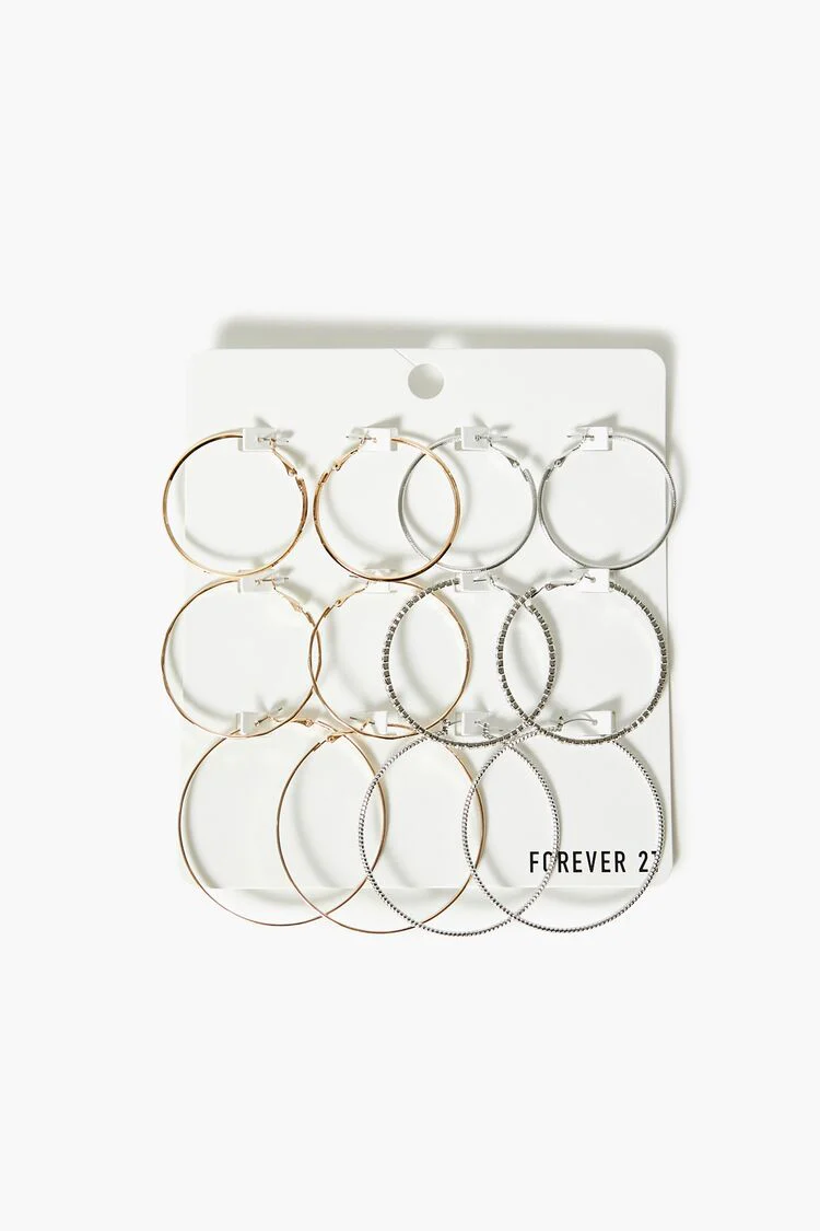 Rhinestone Hoop Earring Set