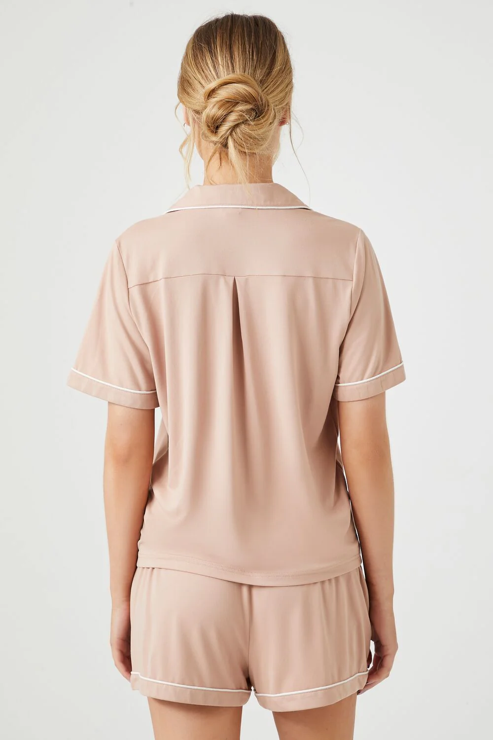Piped-Trim Shirt & Shorts Pajama Set - Image 3